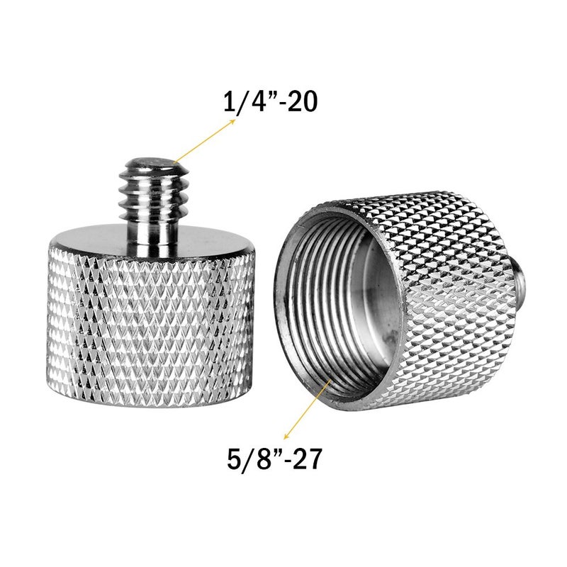 ChromLives Mic Stand Adapter, ChromLives Microphone Screw Adapter 1/4''-20 to 5/8''-27 Male to Female Threaded Mic Adapter, for Camera Monitor, Microphone Stand, 4 Pack (sliver) - Image 3